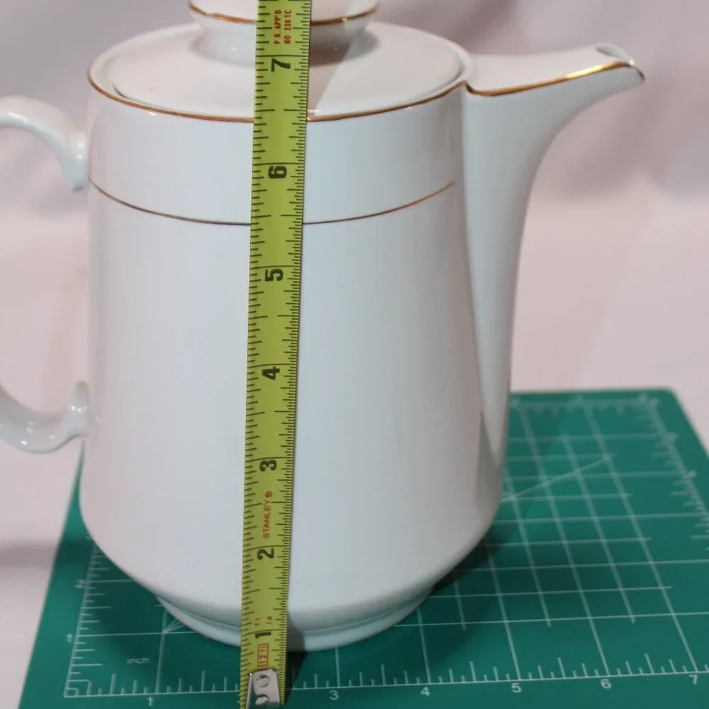 Vintage Lynns Fine China Teapot and Creamer White with Gold Trim